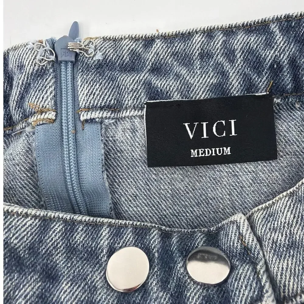 VICI Women's Dark Denim Arlin Zipper Accent Mini Skirt Size M